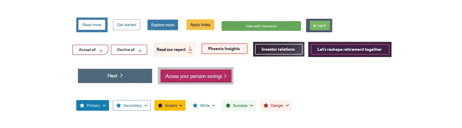 Examples of the button component inventory