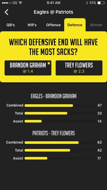 Head to head UI Layout Screen 1